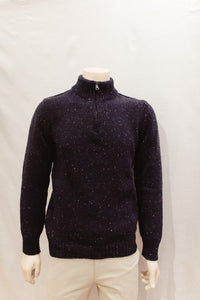 Fisherman's Zip Neck Jumper in Seabed