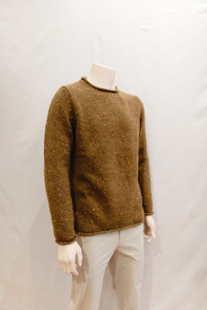 Fisherman out of Ireland Roll Edge Jumper in Ochre