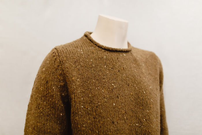 Fisherman out of Ireland Roll Edge Jumper in Ochre