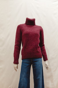 Fisherman out of Ireland Polo Neck Sweater in Berry