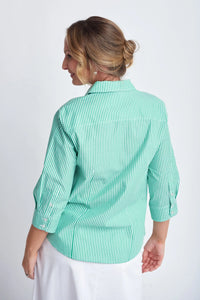 Goondiwindi Shirt - Green + White Stripe