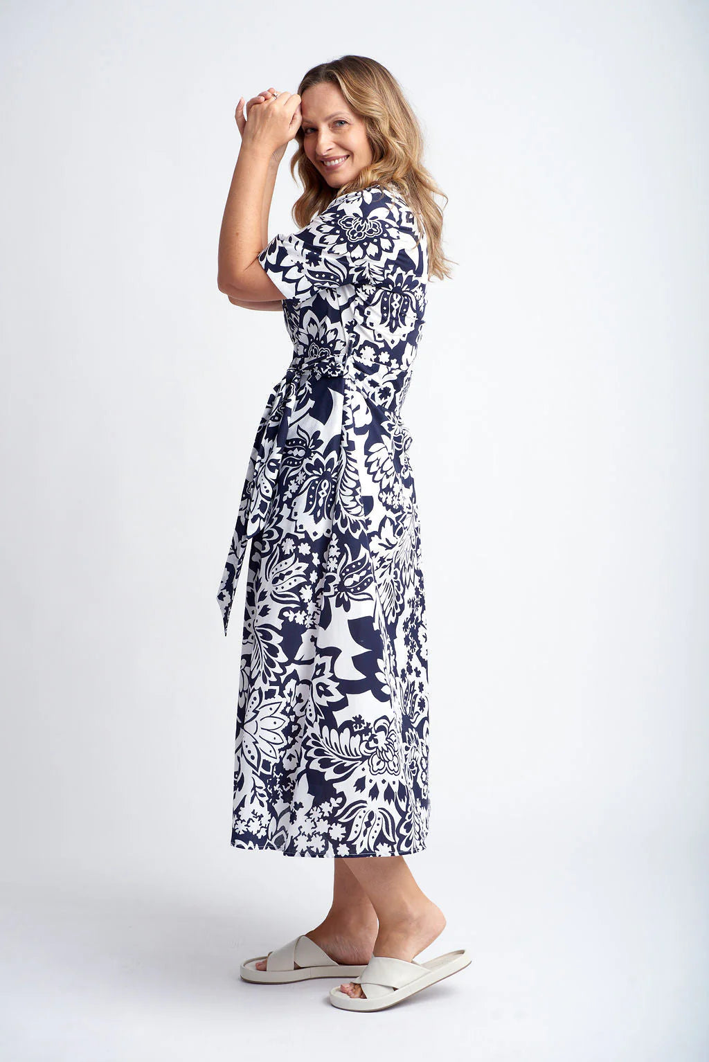 Goondiwindi Dress - Navy Lotus Print