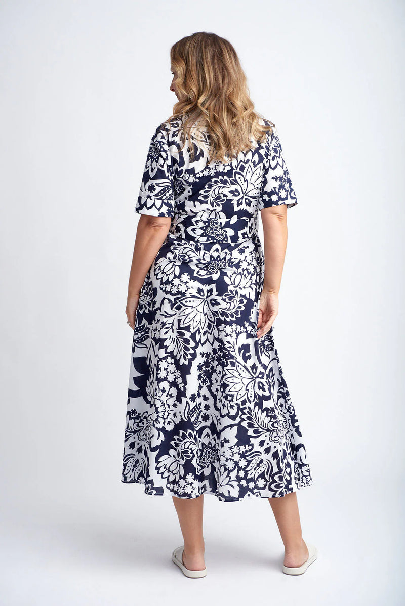 Goondiwindi Dress - Navy Lotus Print