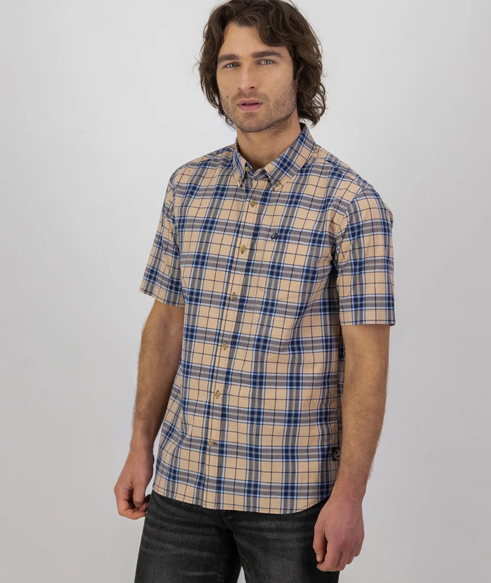 Men's Swanndri S/S Grendon Shirt - Pebble/Navy