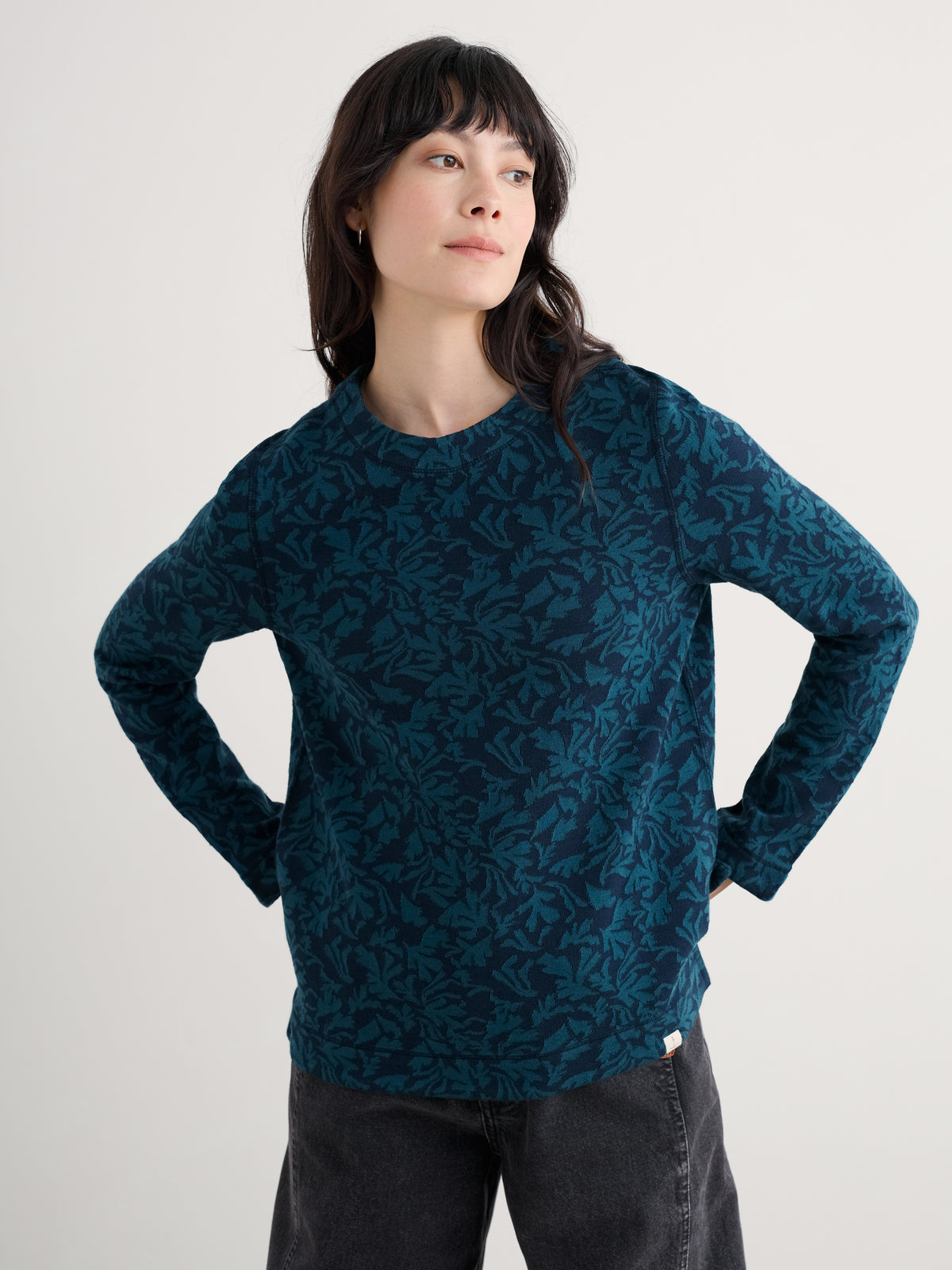Seasalt Gwennol Top in Drawn Seabed Dark Eden