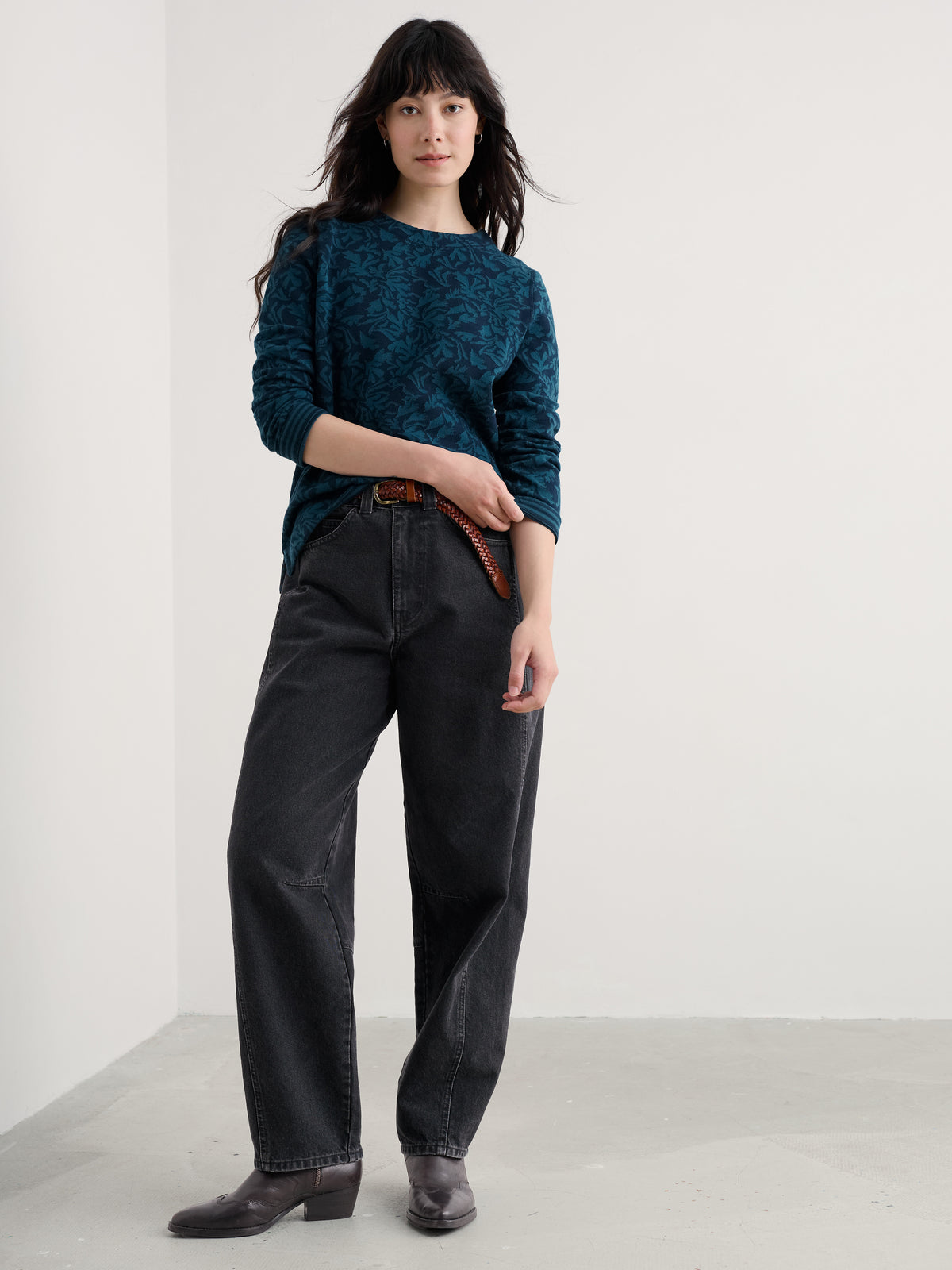 Seasalt Gwennol Top in Drawn Seabed Dark Eden