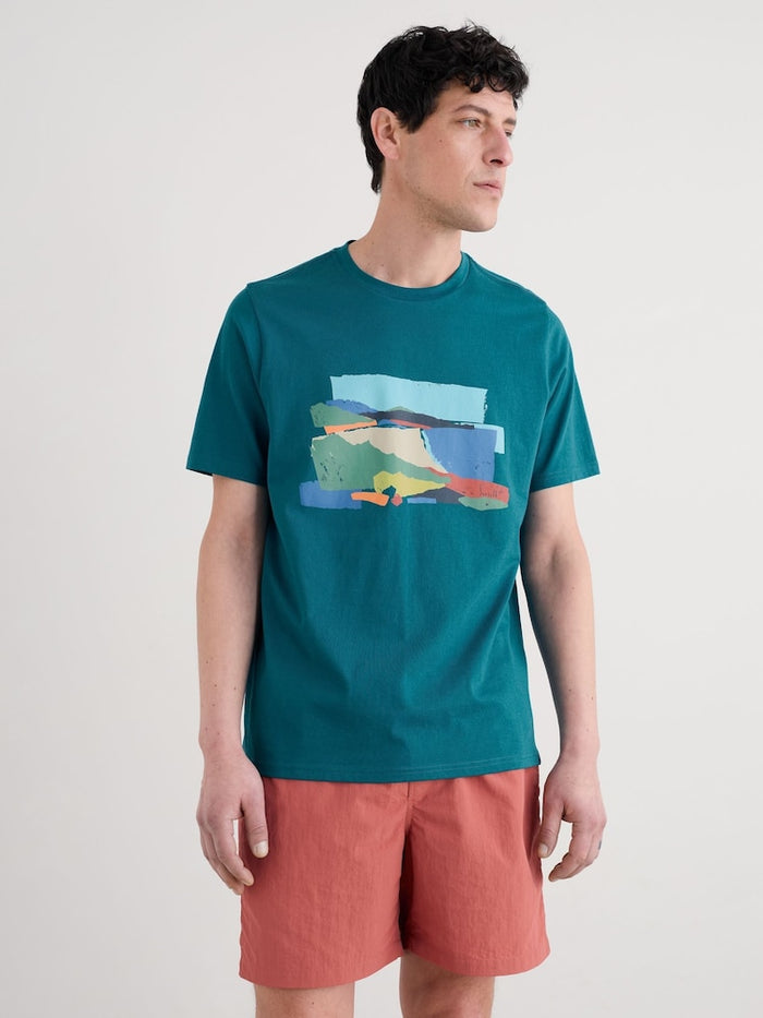 Seasalt Men's Midwatch T-Shirt Porthmeor Collage Dark Drift