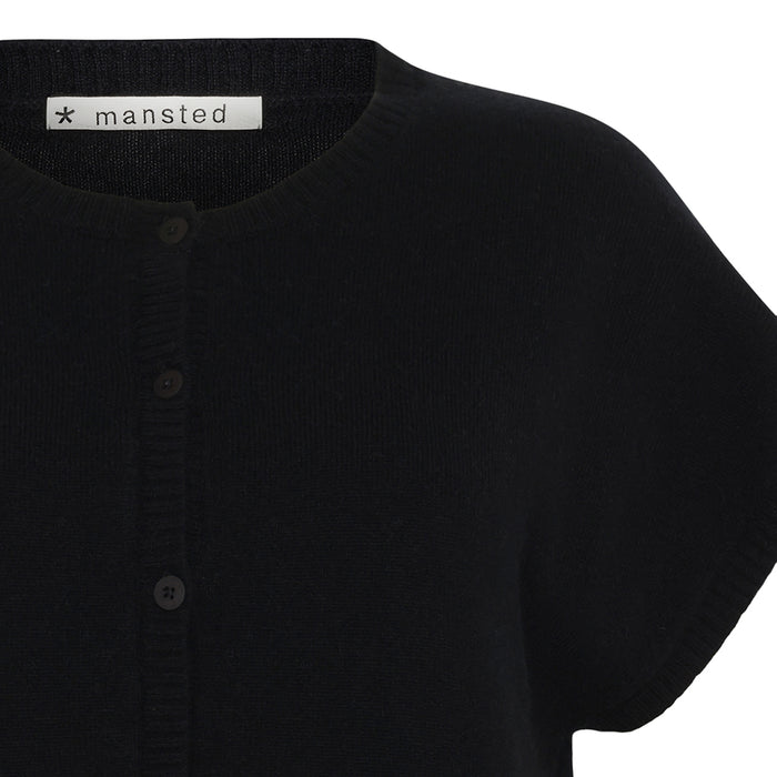 Mansted Yak-Blend  Haiku Button Vest in Black