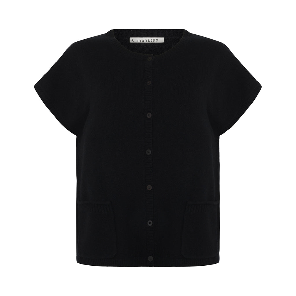 Mansted Yak-Blend  Haiku Button Vest in Black