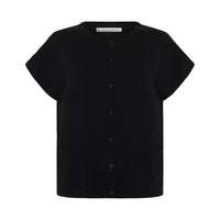 Mansted Yak-Blend  Haiku Button Vest in Black