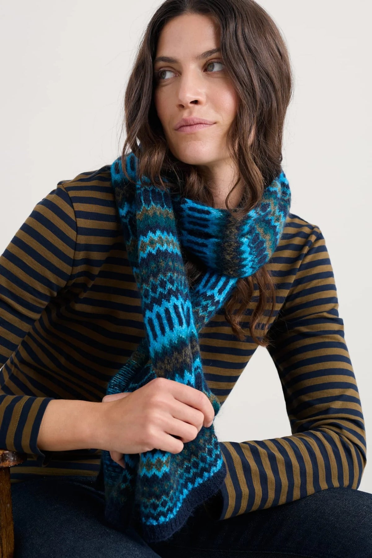 Seasalt Minimalist Scarf in Modernist Cyan Multi