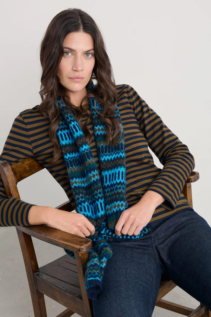 Seasalt Minimalist Scarf in Modernist Cyan Multi