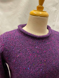 Ladies Fisherman Rolled Edge Jumper in Blackcurrant FSY66M