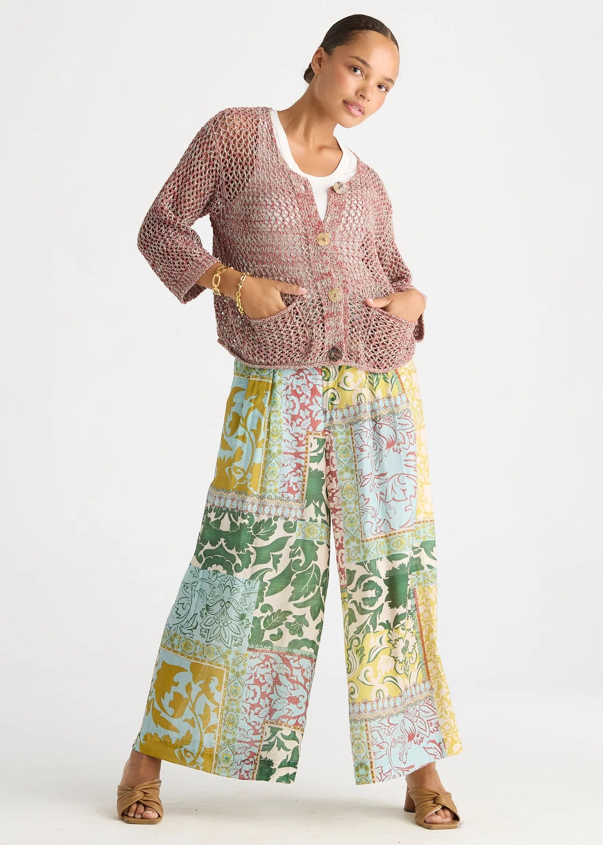 LD + Co Colour Mix Cardi in Sage LC8866