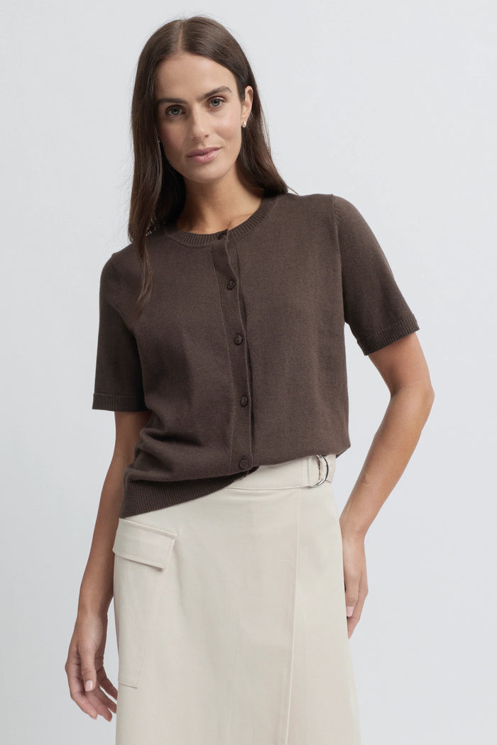 Yarra Trail Inca Knit Cardi in Coco