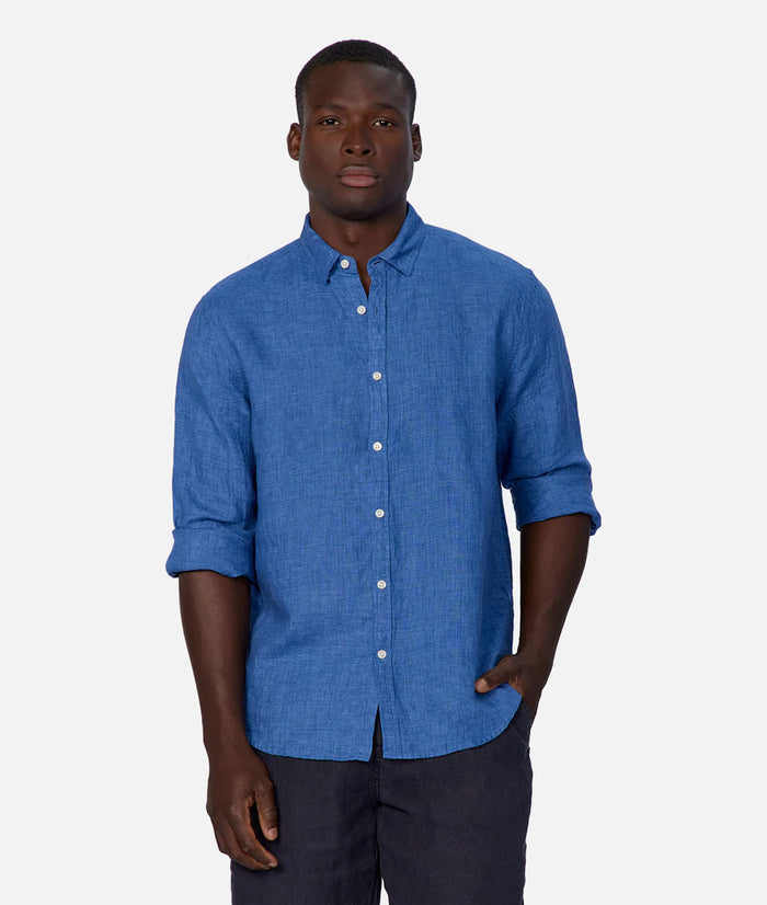 The Stamford L/S Linen Shirt - Indigo