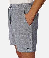 The Portico Linen Short - Denim Blue