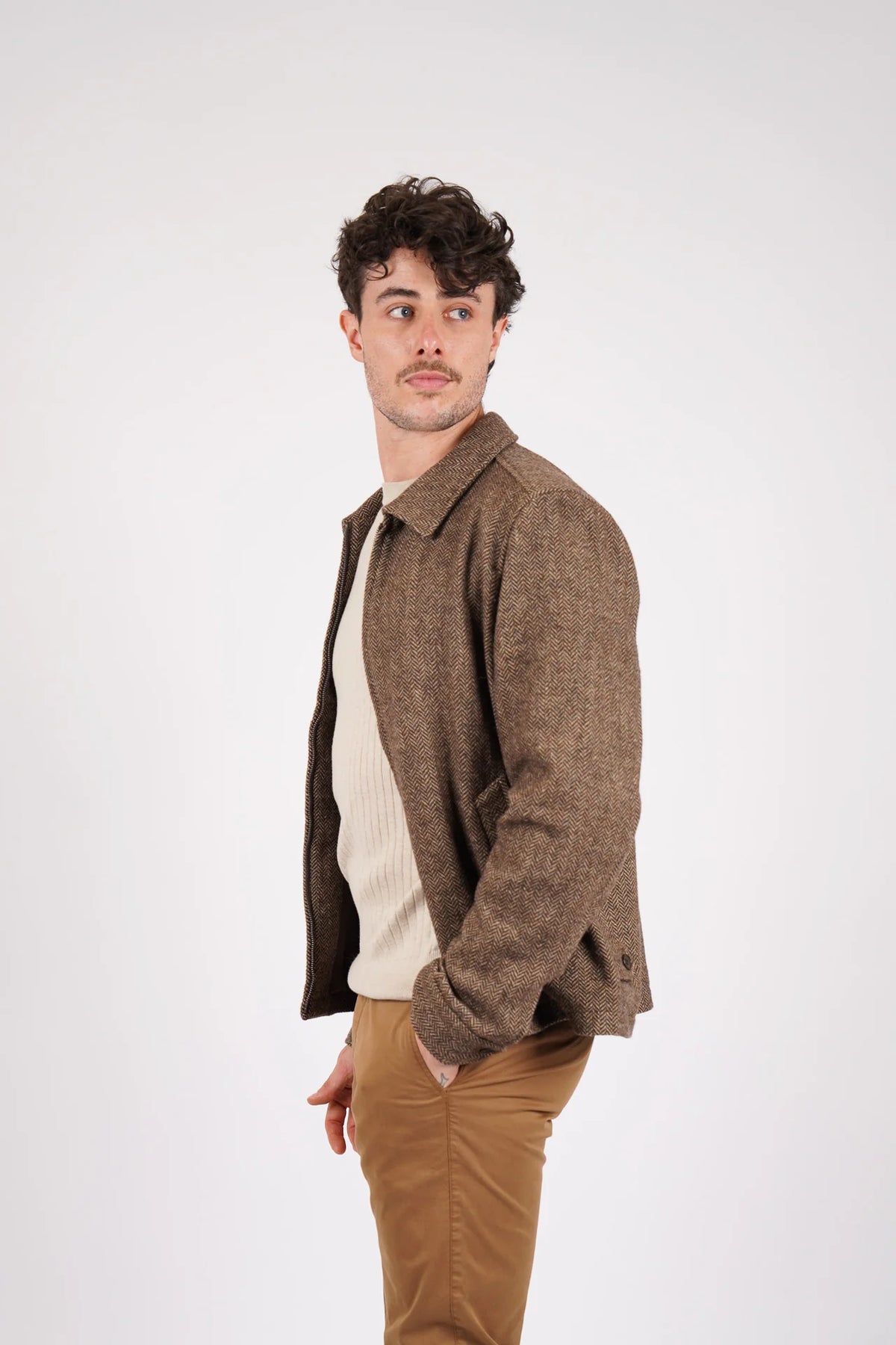 James Harper Herringbone Zip Jacket JHJ155