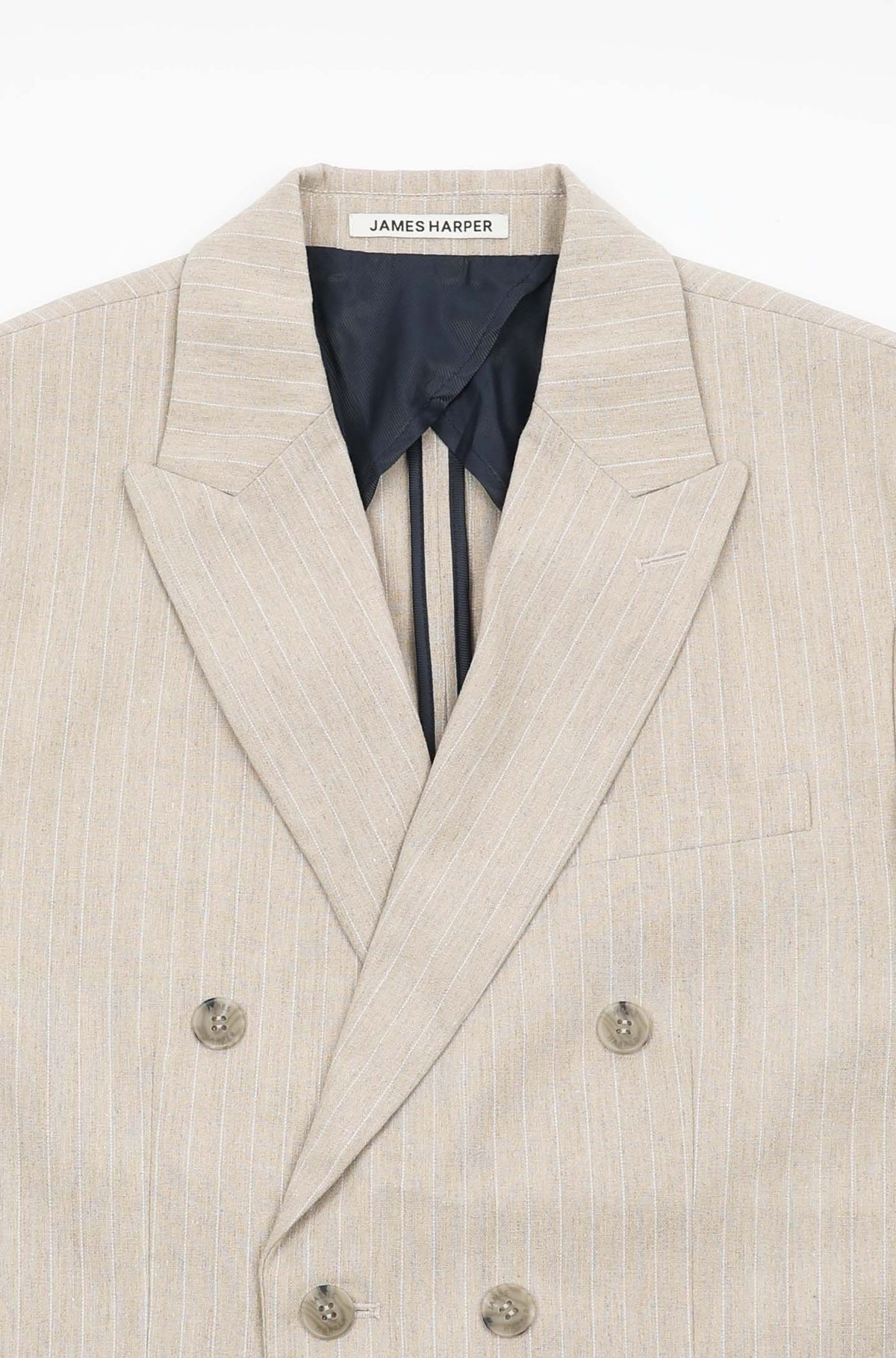 James Harper Double Breasted Pin Stripe Semi-Lined Blazer in Pebble JHJ160