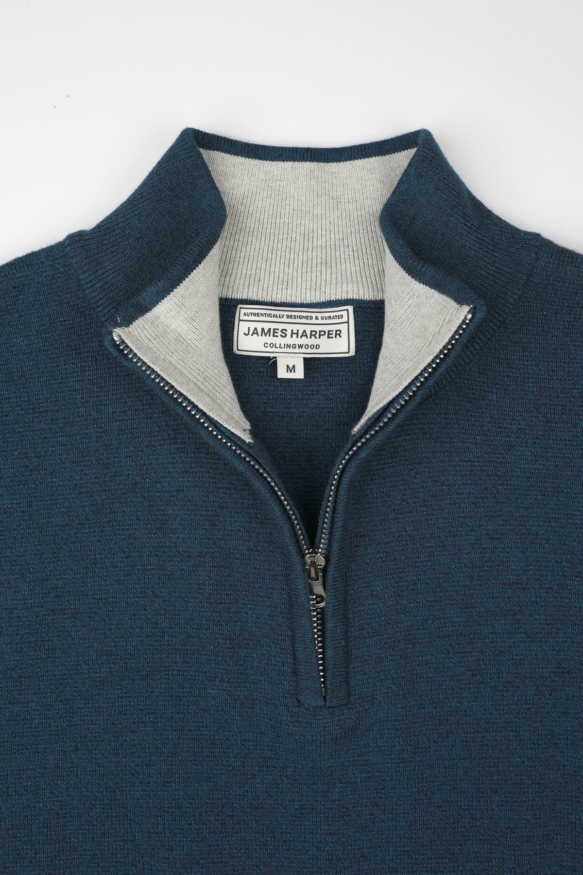 James Harper 1/4 Zip Knit Jumper - Blue JHK84