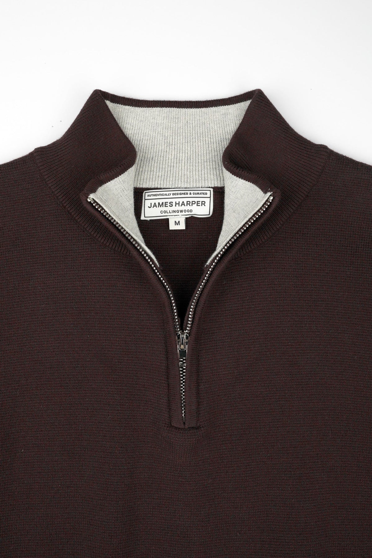 James Harper 1/4 Zip Knit Jumper - Sepia JHK84