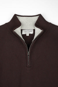 James Harper 1/4 Zip Knit Jumper - Sepia JHK84