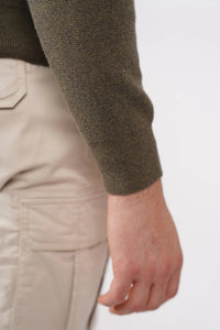 James Harper 1/4 Zip Knit Jumper - Olive JHK84