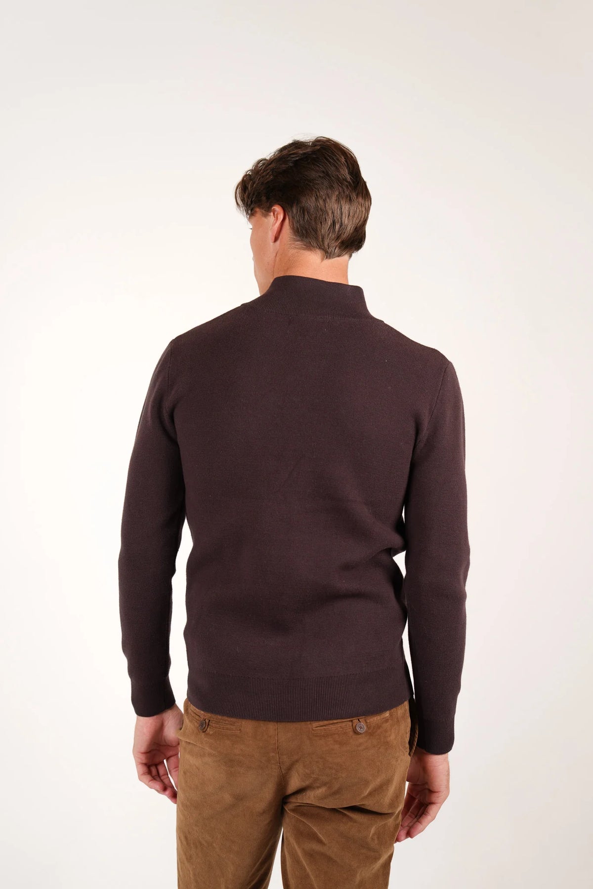 James Harper 1/4 Zip Knit Jumper - Sepia JHK84