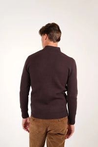 James Harper 1/4 Zip Knit Jumper - Sepia JHK84