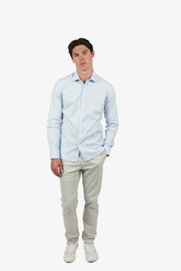 James Harper Long Sleeve Waffle Shirt in Soft Blue JHS471
