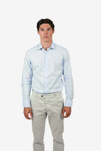 James Harper Long Sleeve Waffle Shirt in Soft Blue JHS471