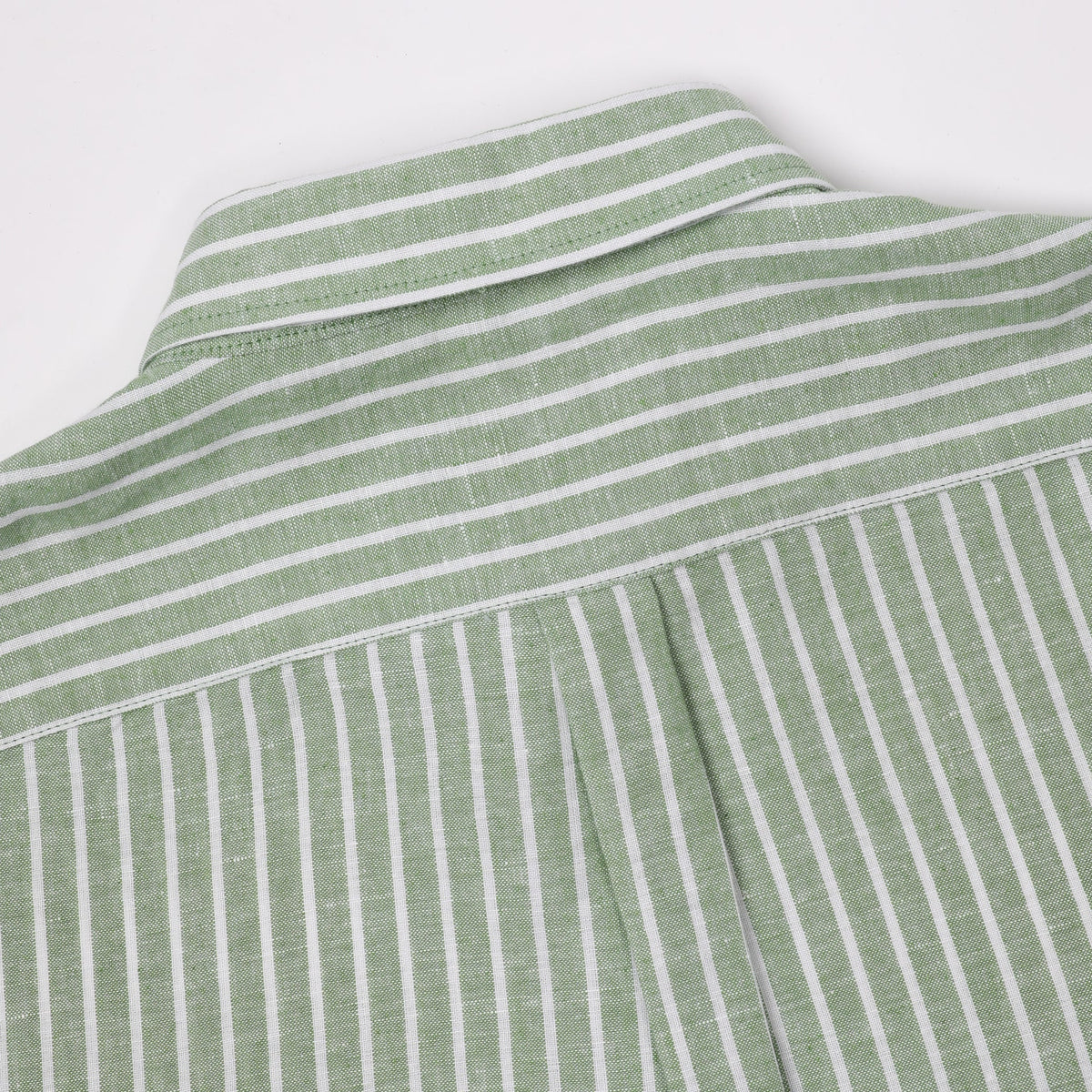 James Harper Long Sleeve Linen Shirt - Forest Stripe