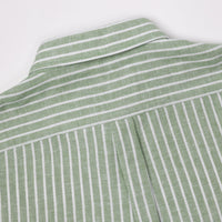 James Harper Long Sleeve Linen Shirt - Forest Stripe