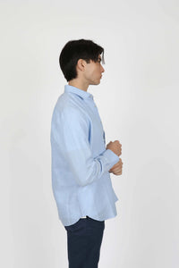 James Harper Sky Linen Blend Long Sleeve Shirt JHS603
