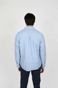 James Harper Sky Linen Blend Long Sleeve Shirt JHS603