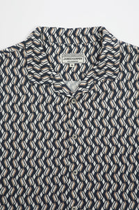 James Harper Short Sleeve Cuban Collar Cannes Border Print