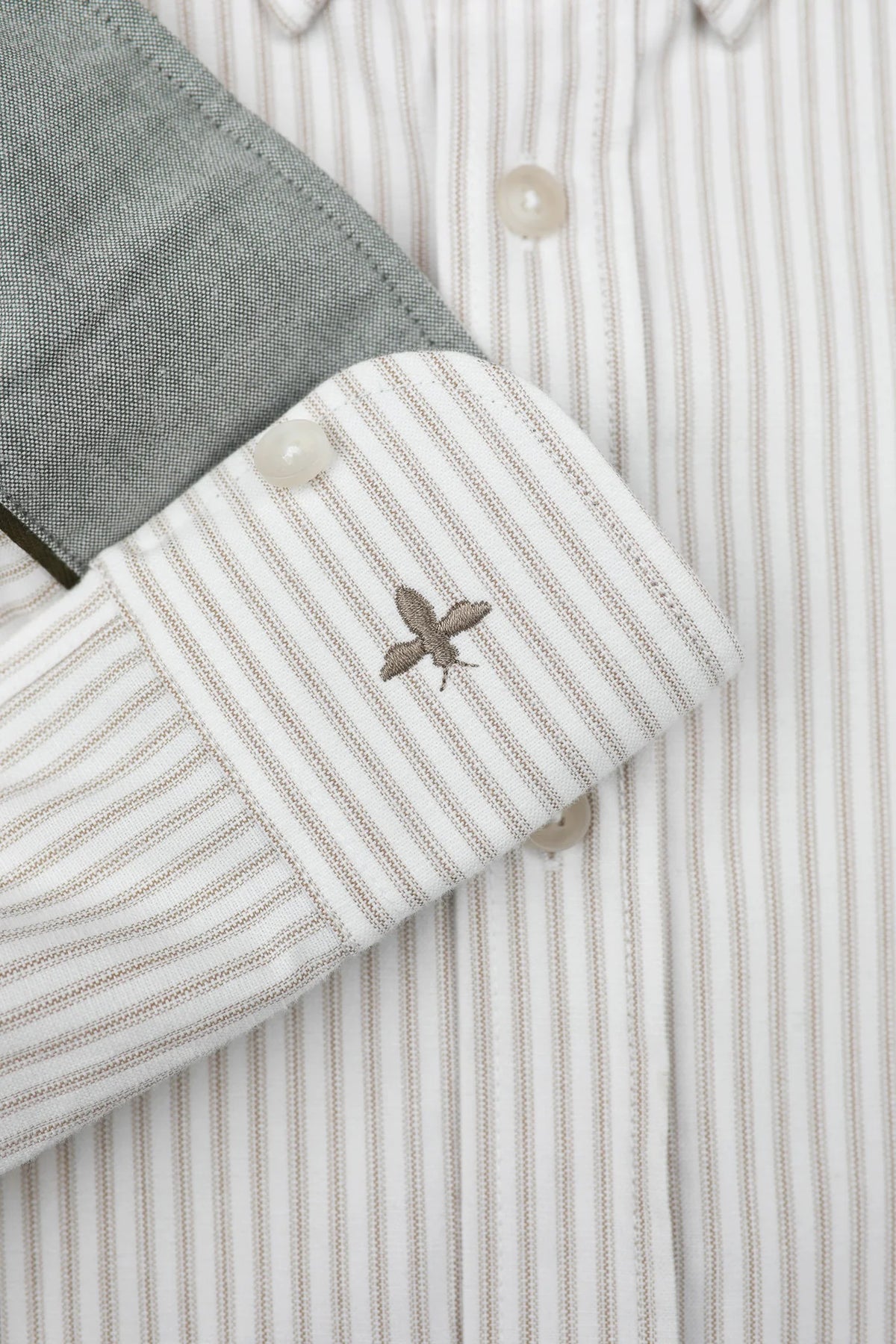 James Harper Oxford Stripe Tobacco Long Sleeve Shirt