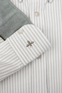 James Harper Oxford Stripe Tobacco Long Sleeve Shirt