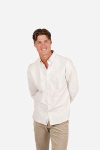 James Harper Oxford Stripe Tobacco Long Sleeve Shirt