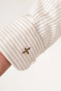 James Harper Oxford Stripe Tobacco Long Sleeve Shirt