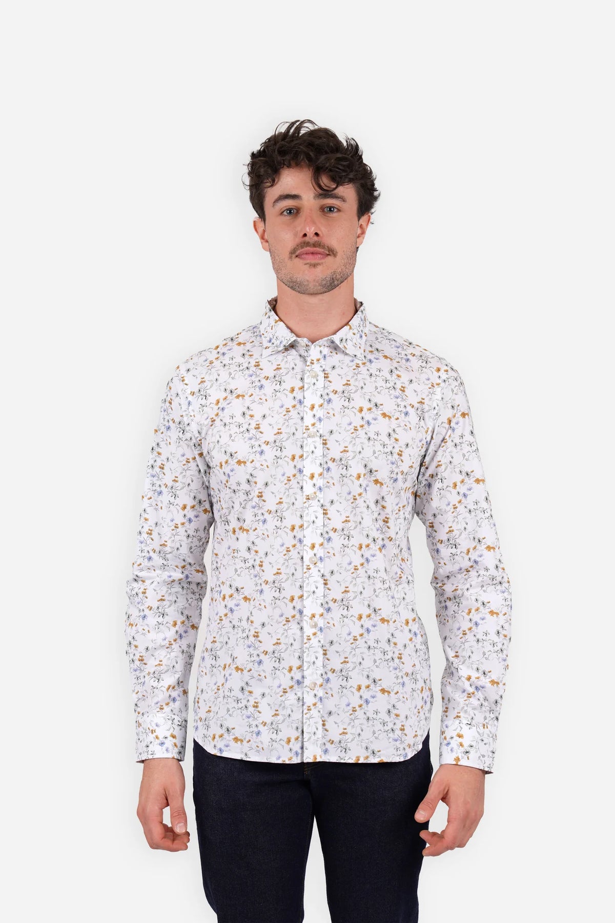 James Harper Sage Floral Long Sleeve Shirt