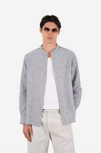 James Harper L/S Grandpa Collar fine stripe Blue Shirt JHS705