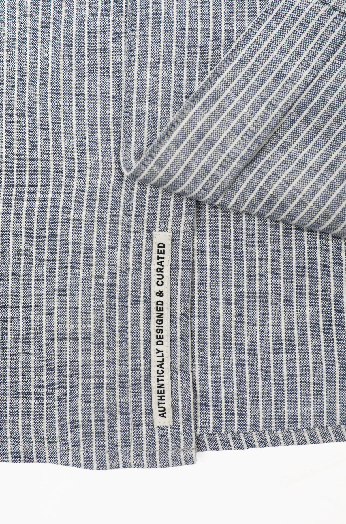 James Harper L/S Grandpa Collar fine stripe Blue Shirt JHS705