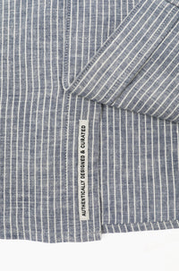 James Harper L/S Grandpa Collar fine stripe Blue Shirt JHS705