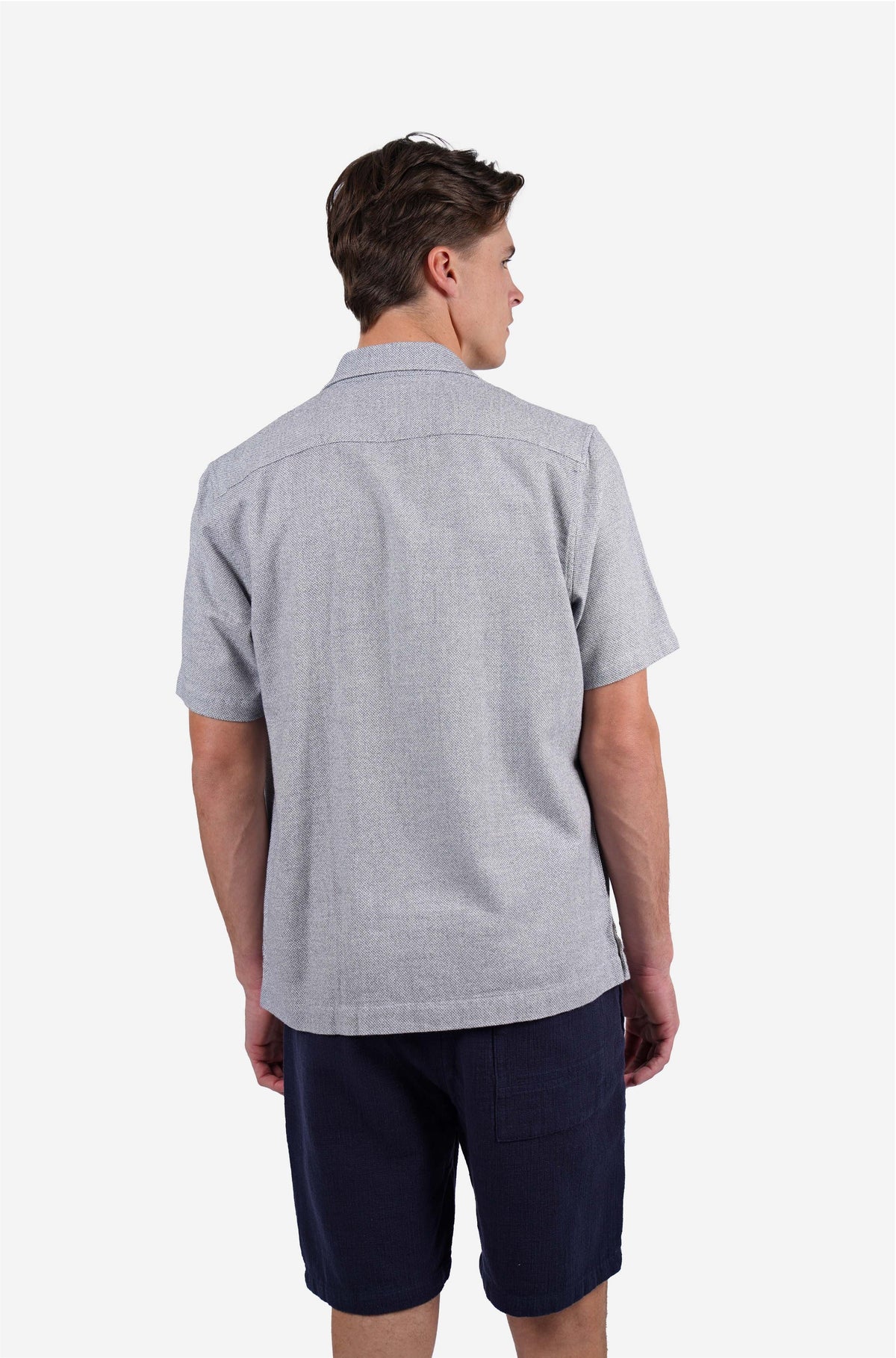 James Harper Textured Navy s/s Shirt JHS710