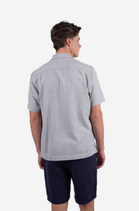 James Harper Textured Navy s/s Shirt JHS710