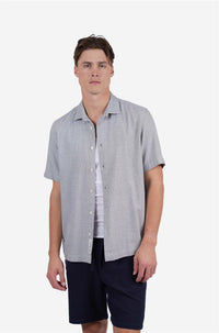James Harper Textured Navy s/s Shirt JHS710