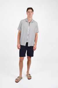James Harper Textured Navy s/s Shirt JHS710