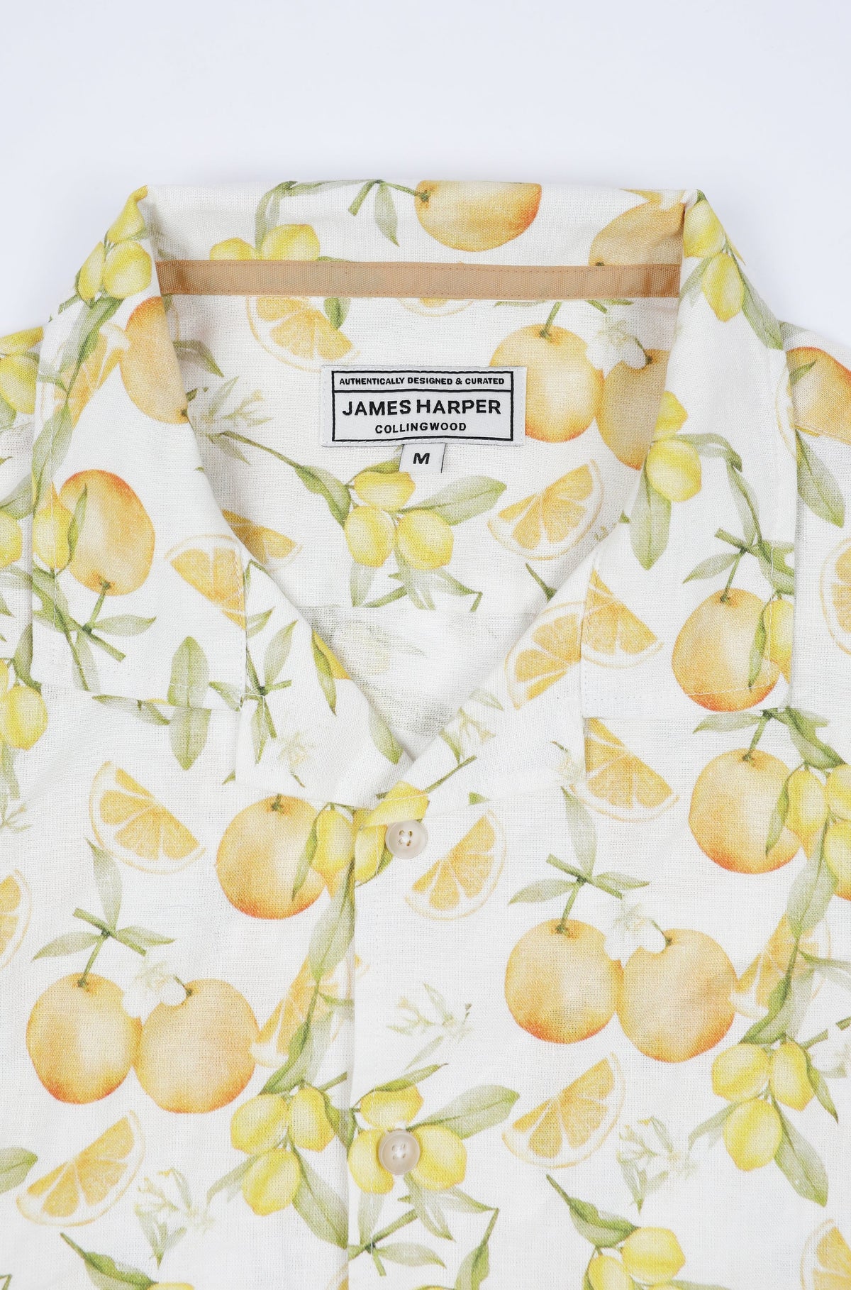 James Harper Lemon Print Linen Blend S/S Shirt JHS712