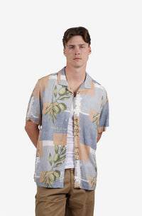 James Harper Olive Print Line Blend S/S Shirt JHS716